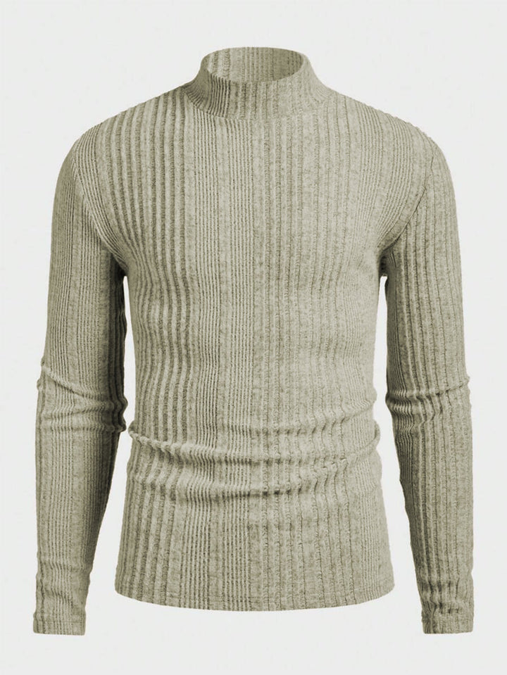 Herren Pullover Strick Hochkragen Rippoptik