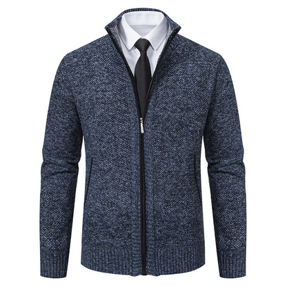 Herren Strickjacke Elegant Hochkragen Reißverschluss