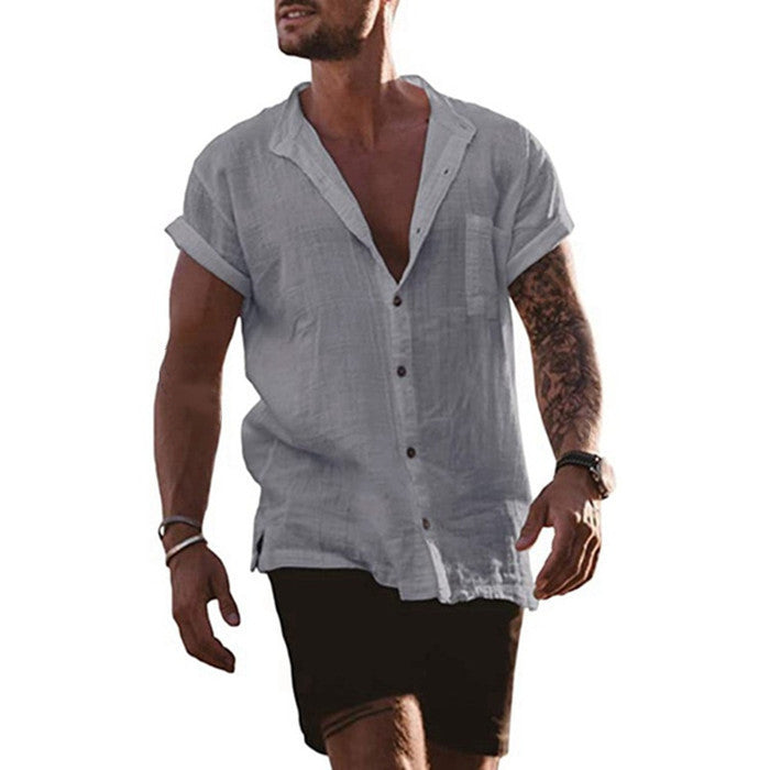 Herren Leinenhemd Sommer Bequem