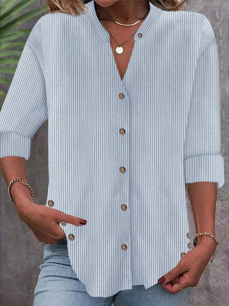 Damen Bluse Streifenmuster Elegantes Design