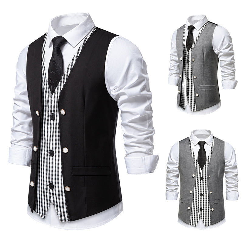 Herren Weste Elegant Kariert Modern - IdealeKleiden