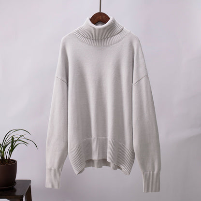 Damen Strickpullover Bequem Warm Rippborte