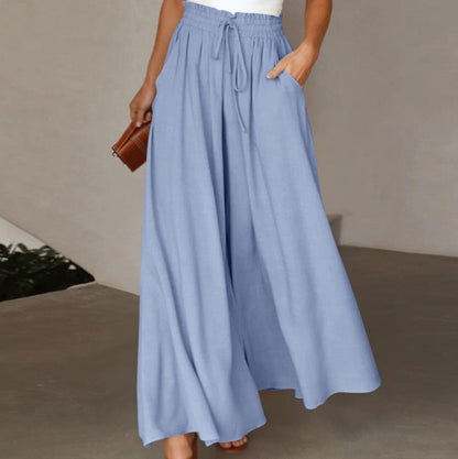 Damen Hose Elegant Weit mit Gummizug und Taschen
