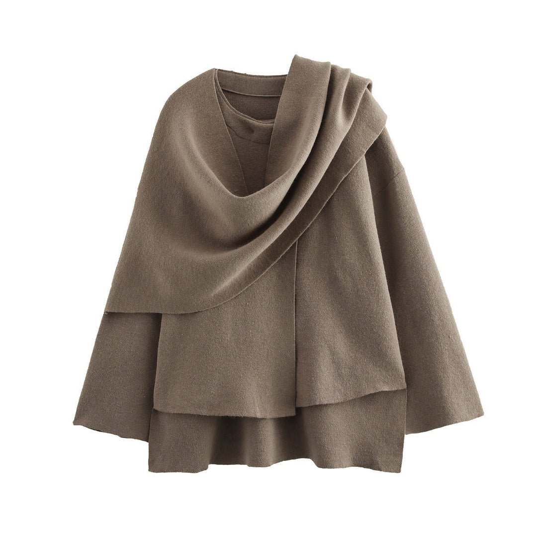 Damen Asymmetrische Ponchojacke Weich Fleece Überwurf