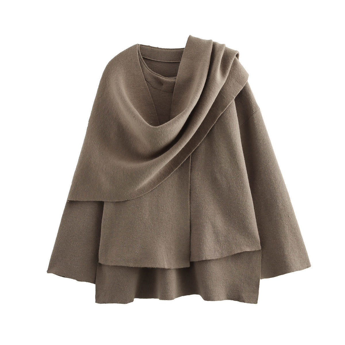 Damen Asymmetrische Ponchojacke Weich Fleece Überwurf