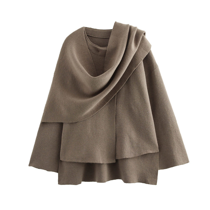 Damen Asymmetrische Ponchojacke Weich Fleece Überwurf