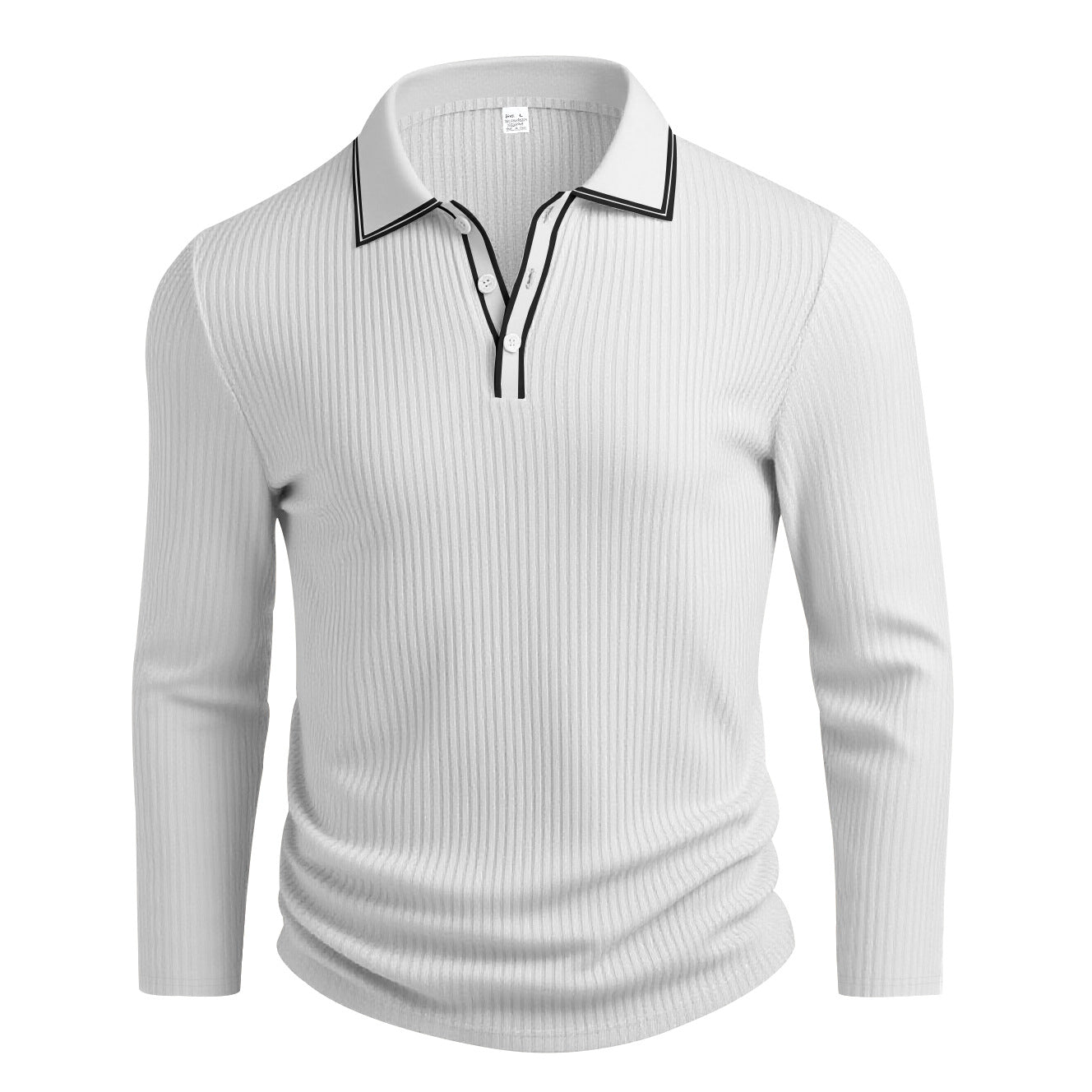 Herren Polohemd Langarm Elegant Struktur