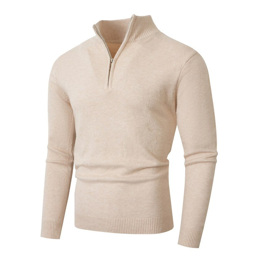 Herren Pullover Modern Halbzipper Strukturstoff