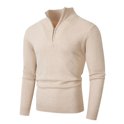 Herren Pullover Modern Halbzipper Strukturstoff