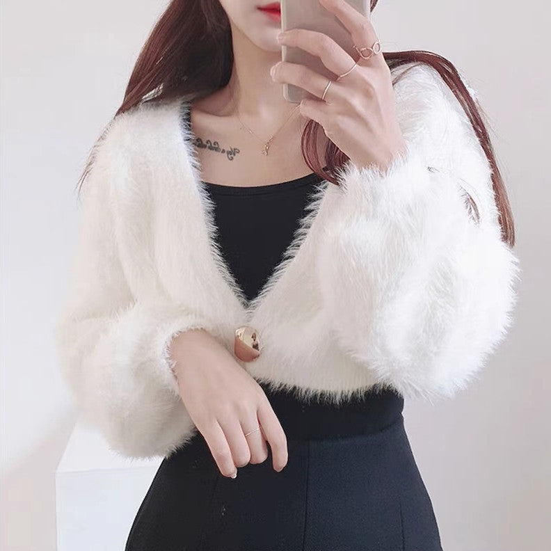 Damen Bolerojacke Weich Flauschig Trendig