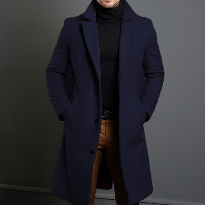 Klassischer Trenchcoat Damen Tailliert Wollmix Knielang