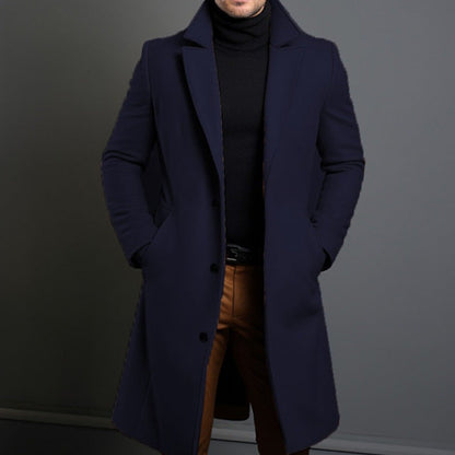 Klassischer Trenchcoat Damen Tailliert Wollmix Knielang