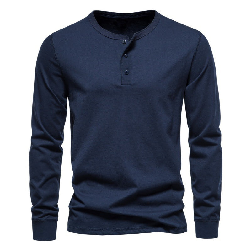Herren Langarmshirt Modern Knopfverschluss Elegant