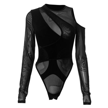 Damen Body mit Asymmetrie und Durchsicht