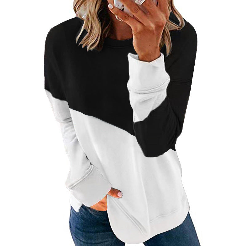Damen Sweatshirt Trendy Farbblock Rundhals