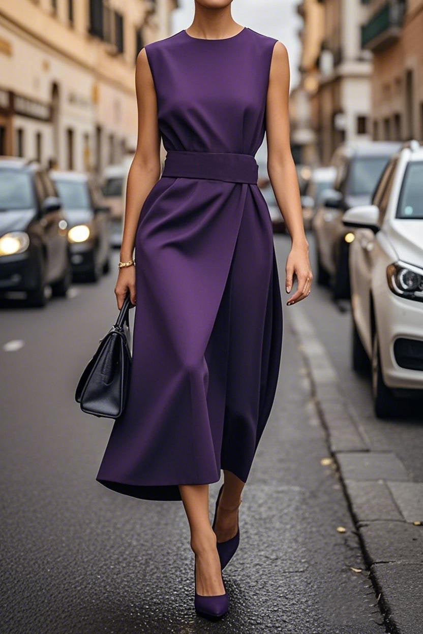 Damen Maxikleid Elegant Plissée Schnitt