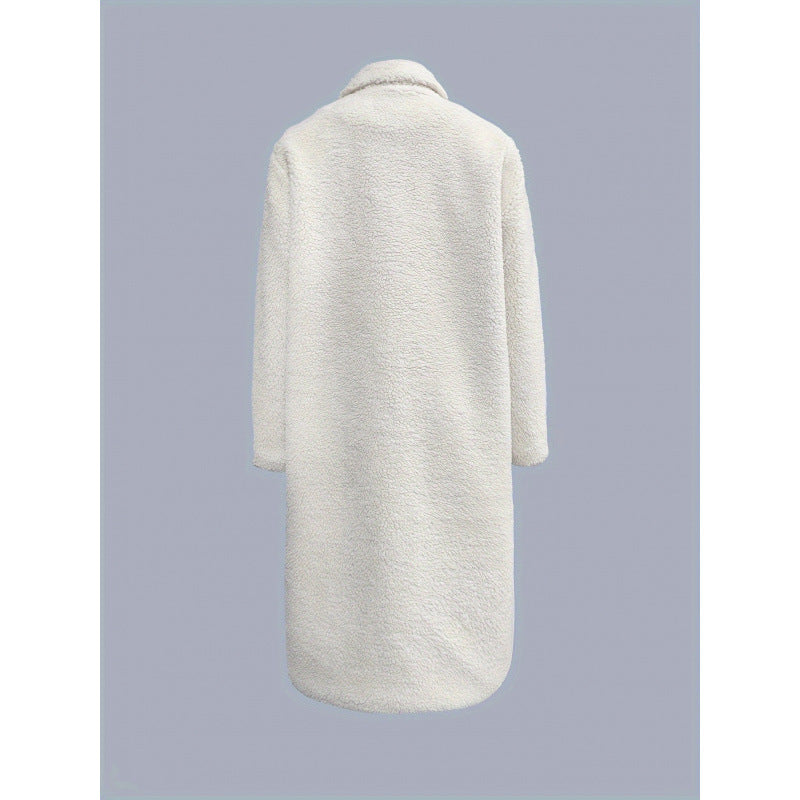Damen Fleece-Mantel Weich Mit Taschen