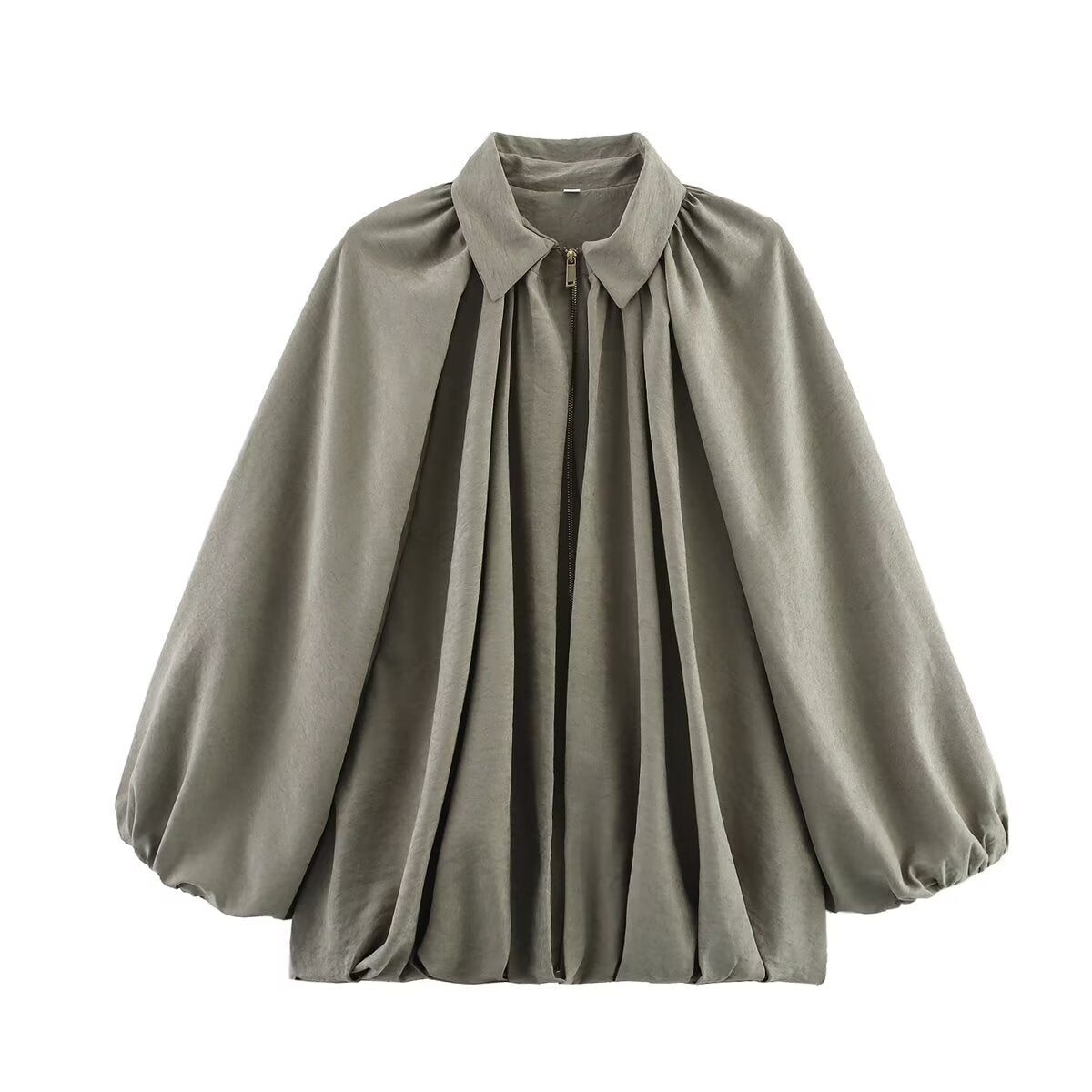Damen Bluse Elegant Puffärmel Pliséestyle