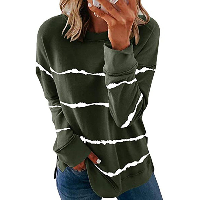 Damen Sweatshirt Streifenmuster Modern Style