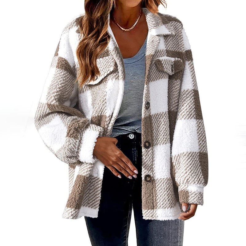 Stylischer Karomantel Damen Winter