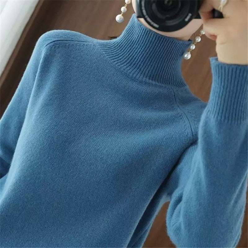Damen Merinowollpullover Weich Rollkragen Eleganz