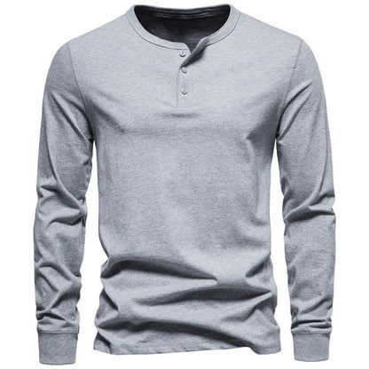 Herren Langarmshirt Modern Knopfverschluss Elegant