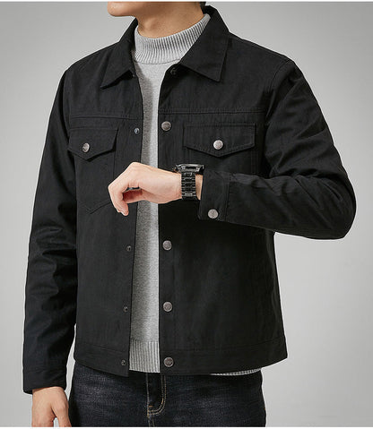 Herrenjacke Kunstleder Elegant mit Knöpfen und Brusttasche