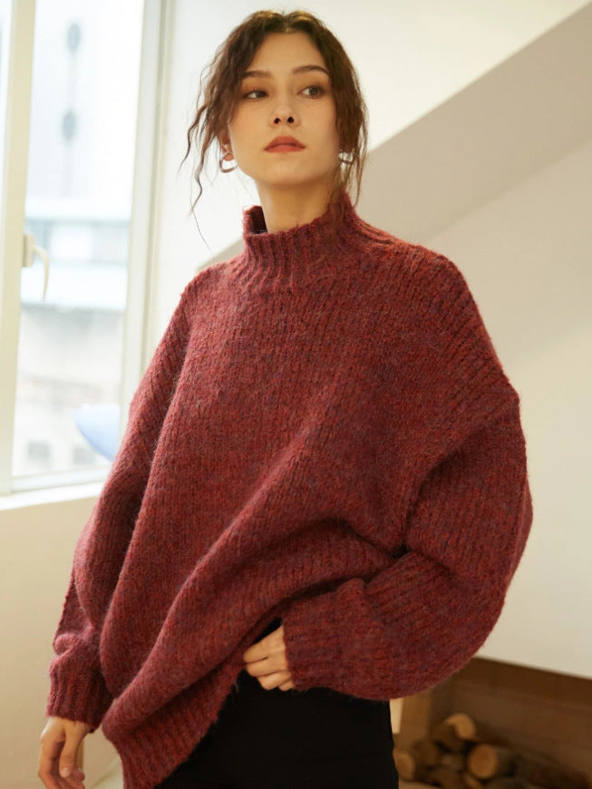 Damen Grobstrick Pullover Bequem Elegant