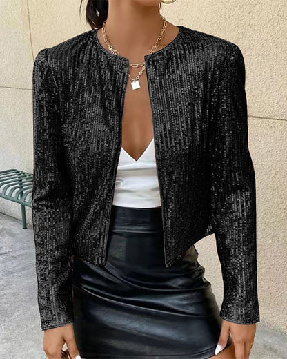 Modisches Kleid | Glänzender Stehkragen Kurzmantel