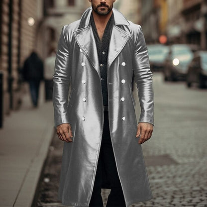 Herren Trenchcoat Elegantes Design Glanzstoff