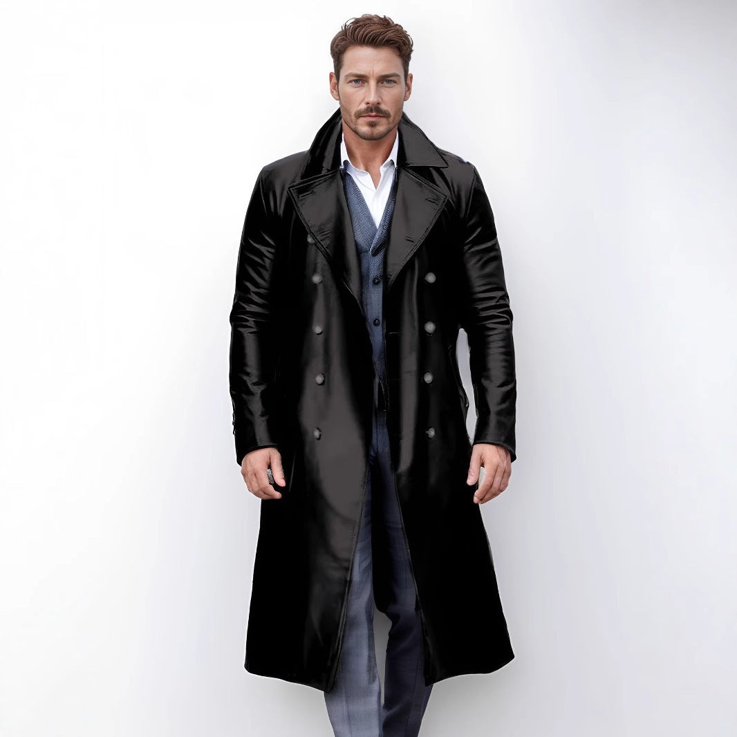 Herren Trenchcoat Elegantes Design Glanzstoff - IdealeKleiden