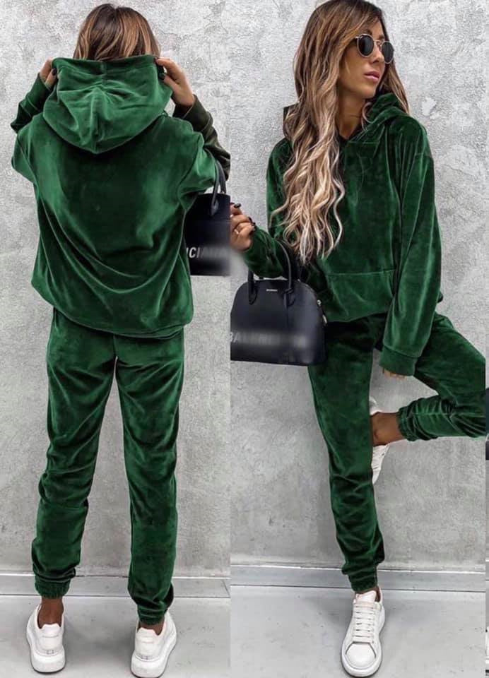 Damen Sportanzug Mikrofaser Kapuze Taschen Aktivewear