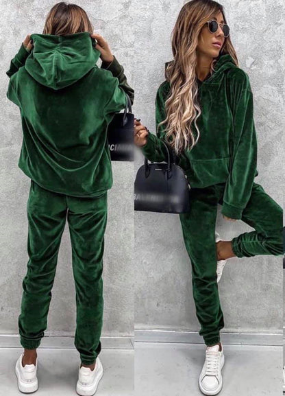Damen Sportanzug Mikrofaser Kapuze Taschen Aktivewear