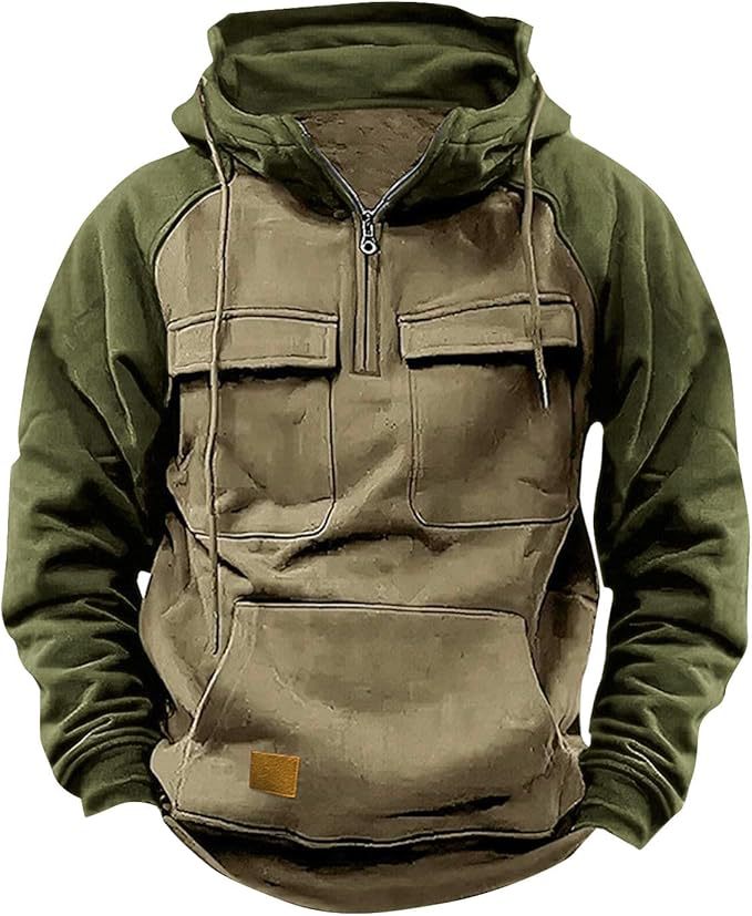 Herren Hoodie Sportlich Kapuze Taschen