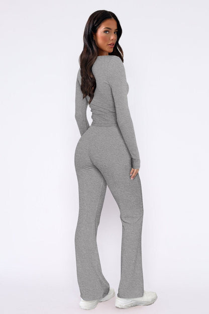 Damen Loungewear Set mit Schlaghose & Oberteil - IdealeKleiden