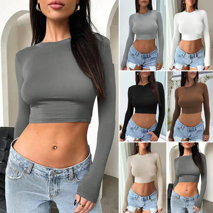 Damen Crop-Top Figurbetonter Stoff - IdealeKleiden