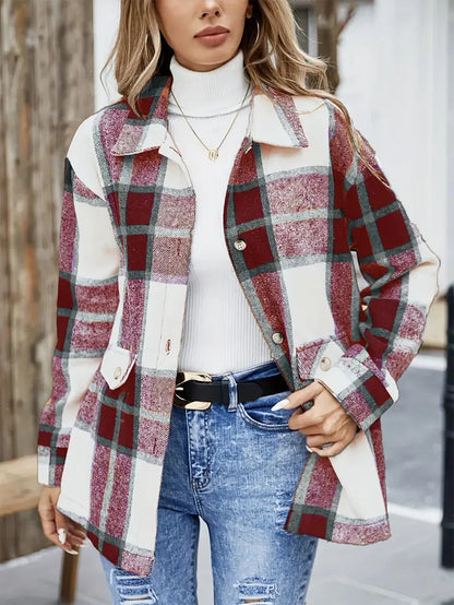 Damen Karo Overshirt Chic Übergröße