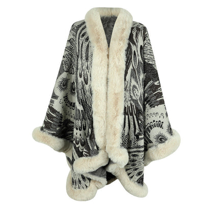 Damen Poncho Weich Fleece Wärme Schal