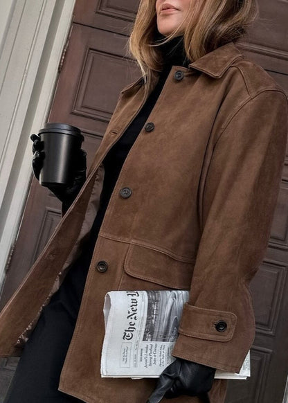 Modische Lederjacke Button Up Stil