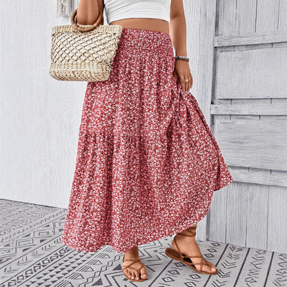 Damen Maxirock Floral Elegant Lang