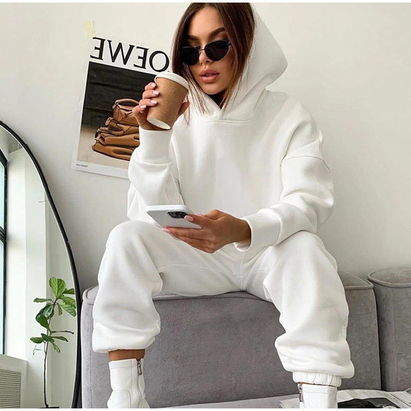 Damen Jogginganzug Set Kapuze Elastisch Bequem