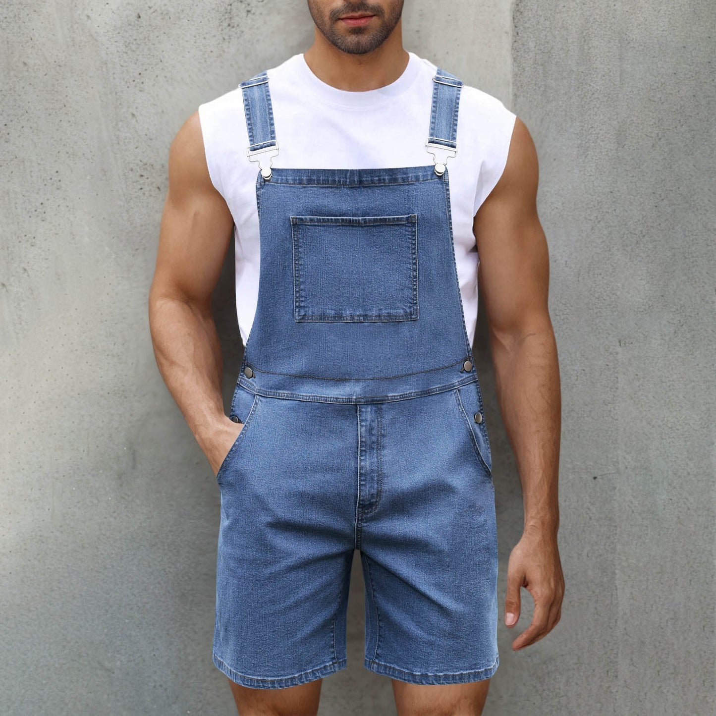Herren Latzhose Denim Bequem Mit Taschen