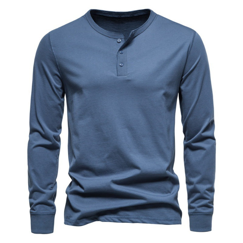 Herren Langarmshirt Modern Knopfverschluss Elegant