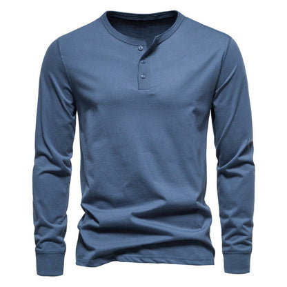 Herren Langarmshirt Modern Knopfverschluss Elegant