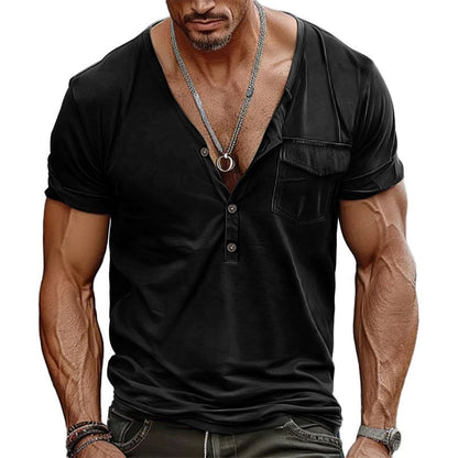 Herren T-Shirt Kurzarm Modern Schnitt Mit Brusttasche