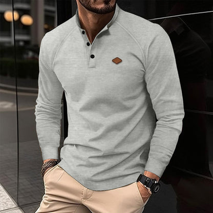 Herren Langarmshirt Elegant Muster Moderner Kragen
