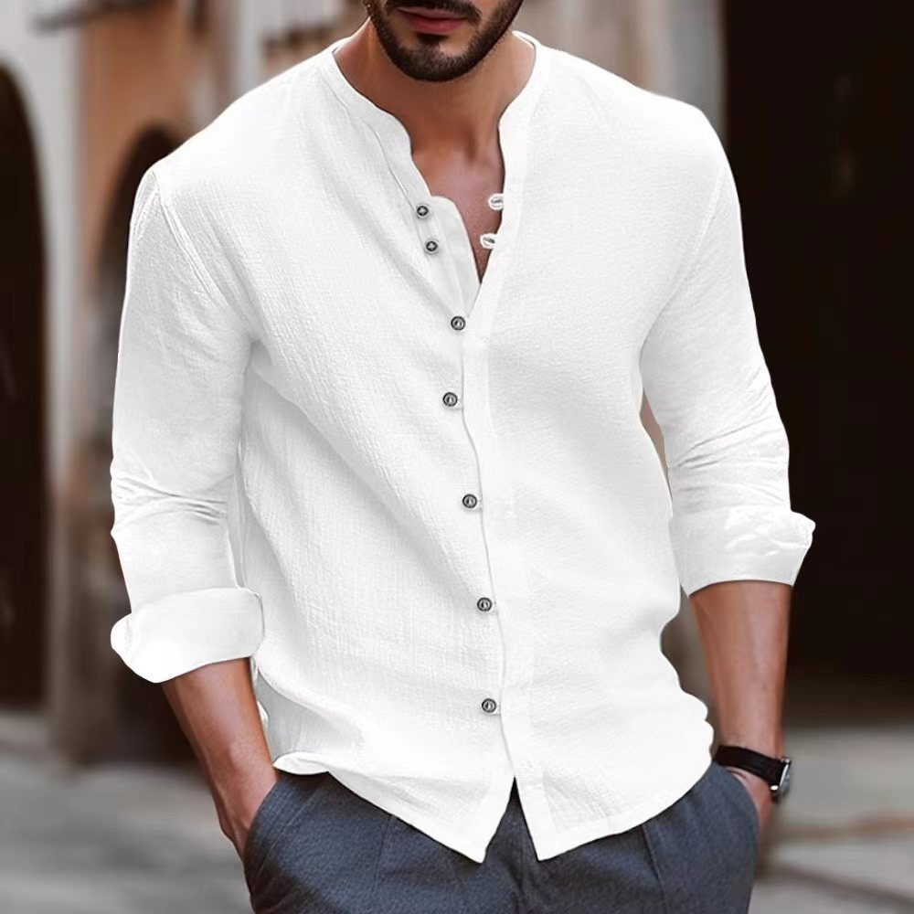 Herren Hemd Elegant Knopfleiste Strukturiertes Design