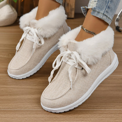 Damen Sneaker Bequem Plüschkragen Rutschfest