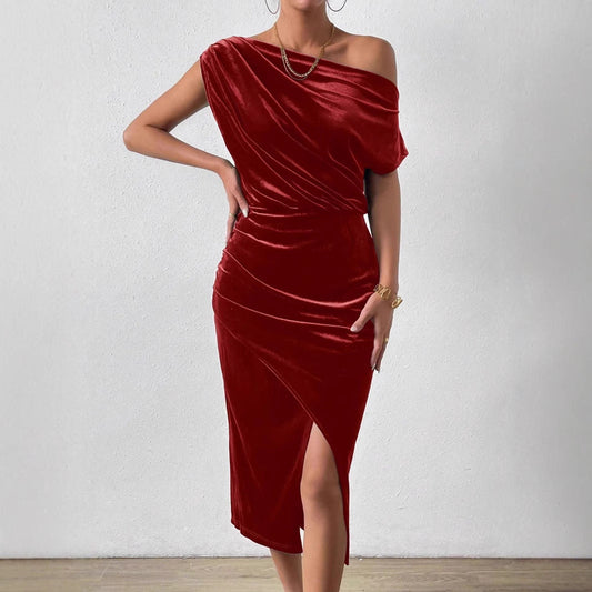 Damen Sommerkleid Elegantes Off-the-Shoulder Midikleid - IdealeKleiden