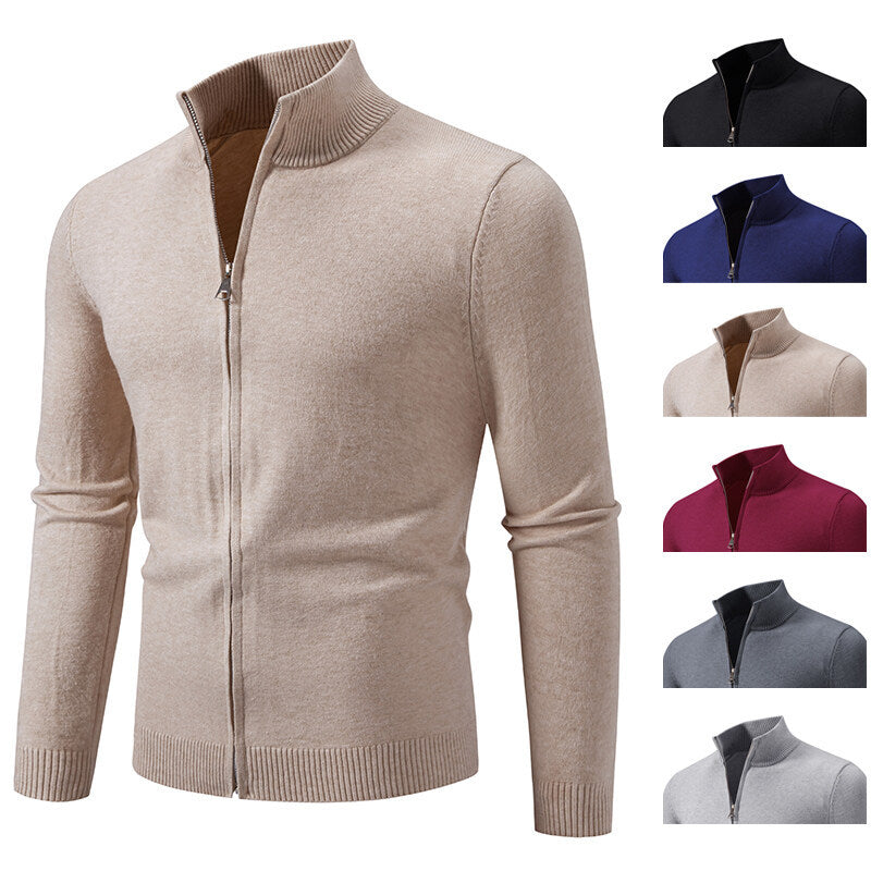 Herren Strickjacke Modern Stehkragen Funktionsverschluss - IdealeKleiden